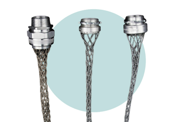 Wire mesh grips - strain relief.