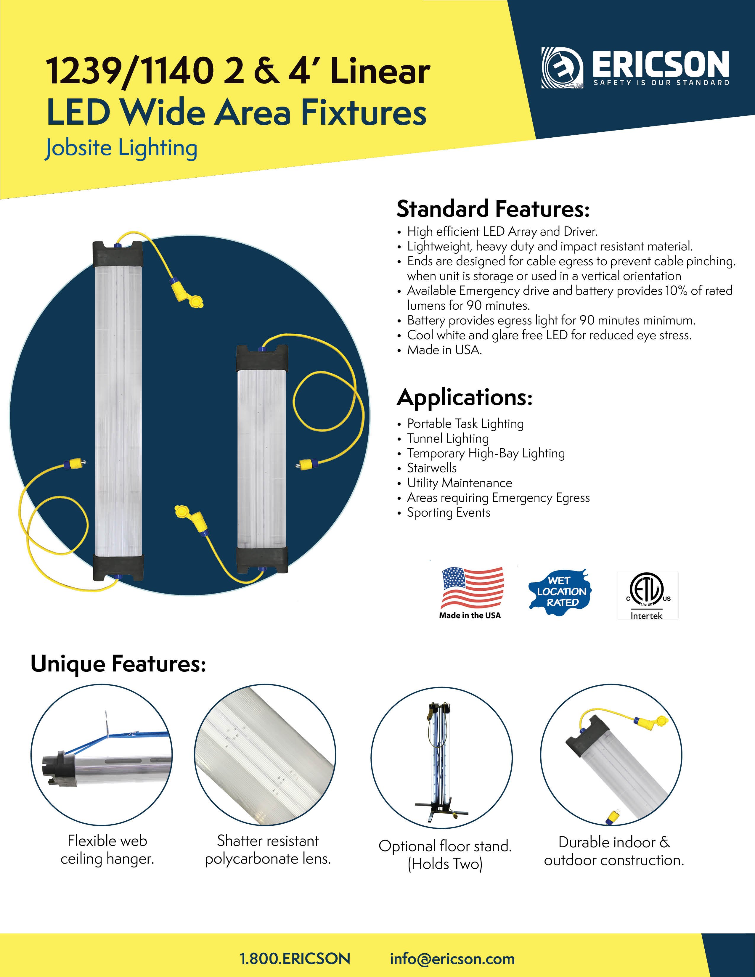 L1000871 - Ericson 1140 & 1239 LED Linear Wide Area Fixtures